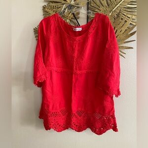 Elegant Red Lace Blouse